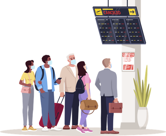 Crowd waiting for flight onboarding  Illustration