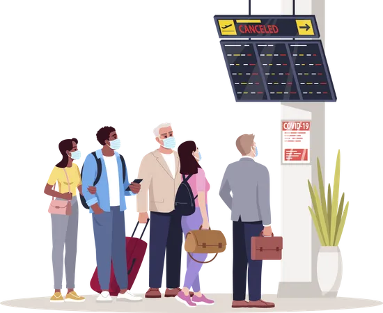 Crowd waiting for flight onboarding  Illustration