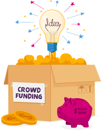 Crowdfunding for business idea Illustration