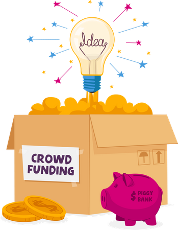 Crowdfunding for business idea  Illustration