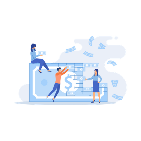 Crowdfunding People donate money to the needed person  Illustration