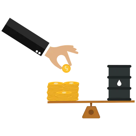 Crude oil and stack of a euro coin on the lever  Illustration