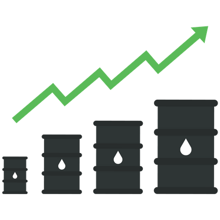 Crude oil with a arrow goes up  イラスト