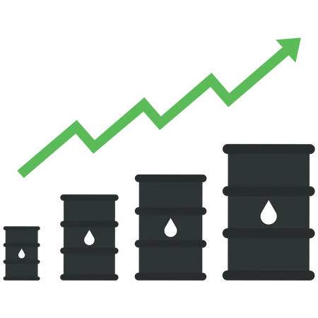 Crude oil with a arrow goes up  イラスト