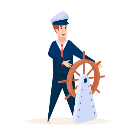Cruise captain holding cruise steering  Illustration