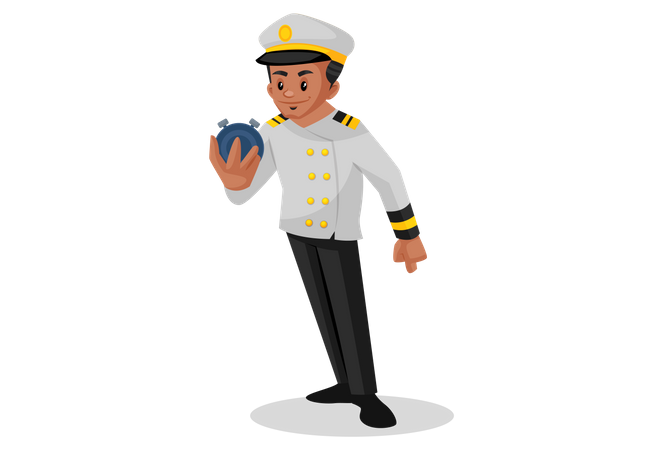 Cruise captain looking at timewatch Illustration