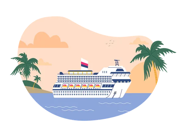 海でのクルーズ  イラスト