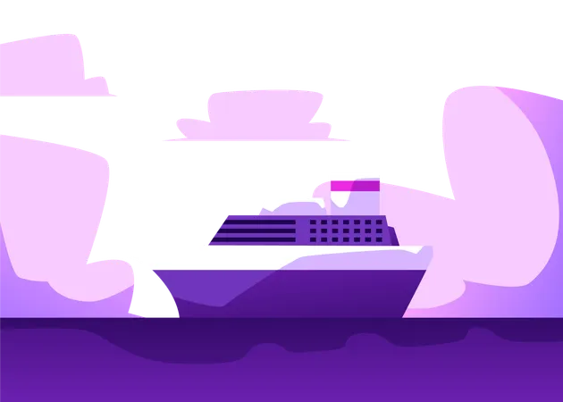 Cruise ship at sea  Illustration