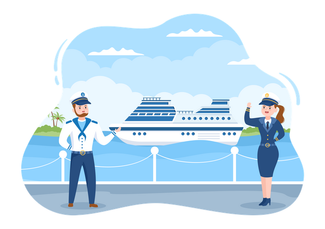 Cruise Ship Captain Illustration