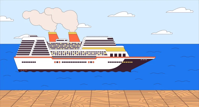 Cruise ship pier  Illustration