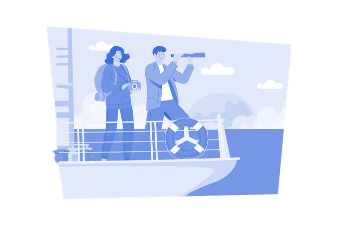 Cruise ship staff coordinating on-board activities and excursions  Illustration