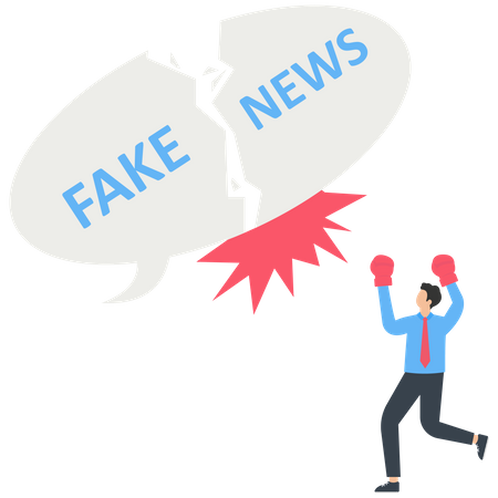 Crush and stop the spread of fake news or untrue information on the Internet and media  Illustration