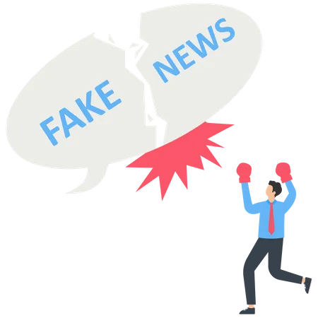Crush and stop the spread of fake news or untrue information on the Internet and media  イラスト