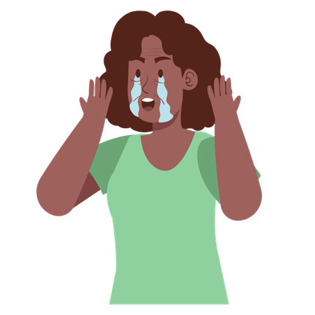 Cry with Wrinkle on Face  Illustration