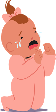 Crying Baby Girl  Illustration