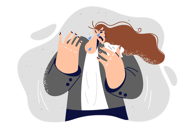 Crying employee due to work pressure  Illustration