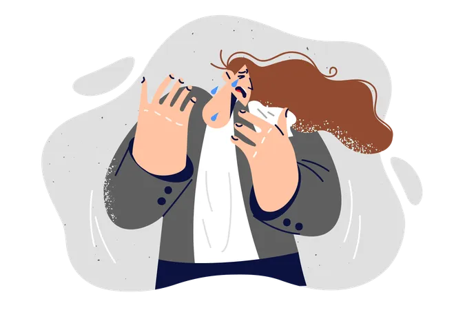 Crying employee due to work pressure  Illustration
