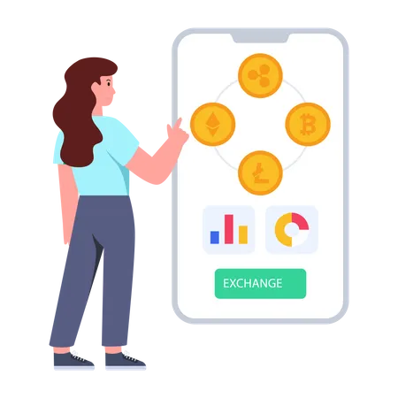 Crypto analysis on mobile  Illustration