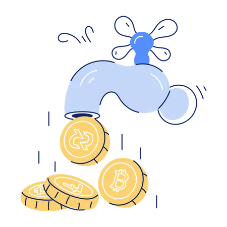 Check Out This Doodle Mini Illustration Of Crypto Faucet Illustration