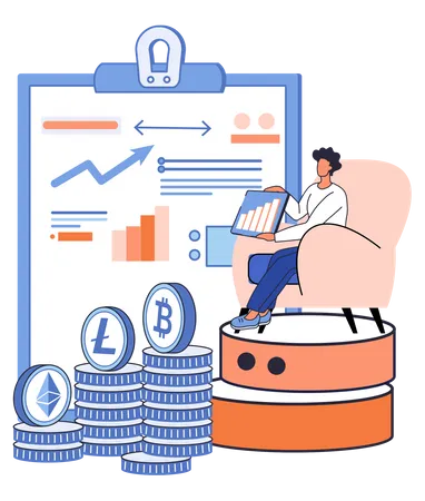 Crypto investor with analysis report  Illustration