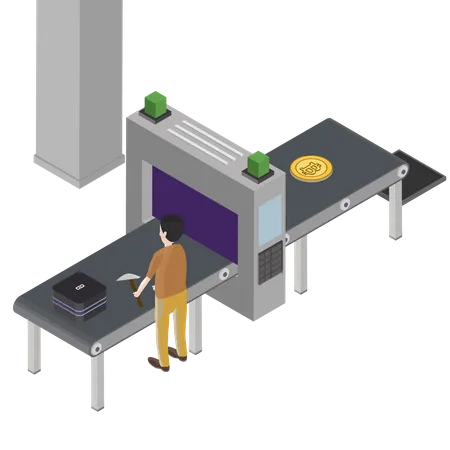 Crypto Miner Isometric View Of A Man Successfully Mining Bitcoin Hidden Isometric Grid Included Layers Numbered Illustration