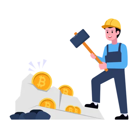 A Handy Illustration Of Crypto Mining In Lat Style Illustration