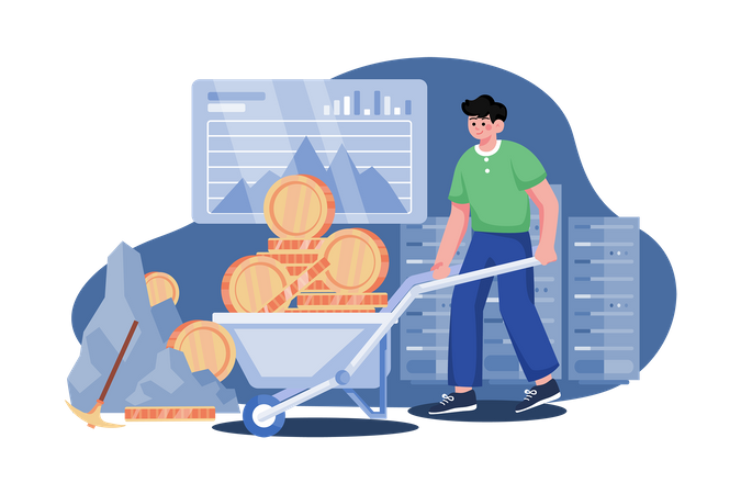 Crypto Mining System  Illustration