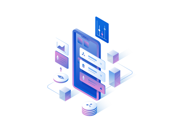 Crypto Mobile App  Illustration