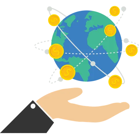 Technologie de réseau mondial Bitcoin crypto-monnaie  Illustration