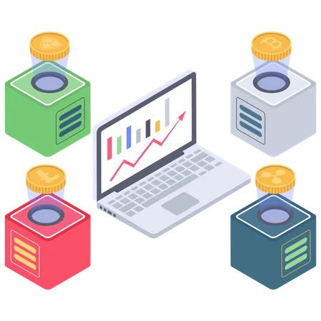 Graphique de marche des crypto-monnaies  Illustration