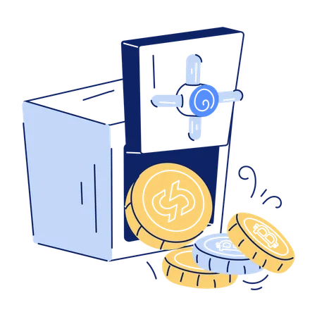Trendy Doodle Mini Illustration Of Crypto Savings Illustration