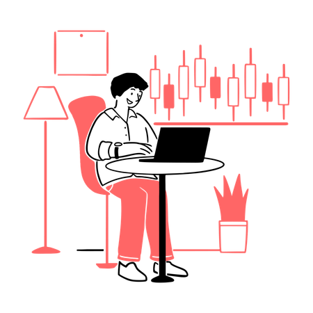 Crypto Trader with Graph Display  Illustration