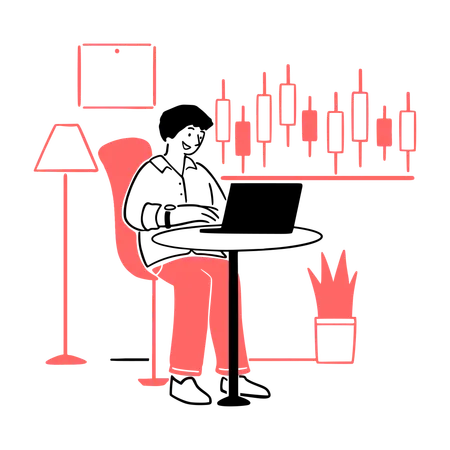 Crypto Trader with Graph Display  Illustration