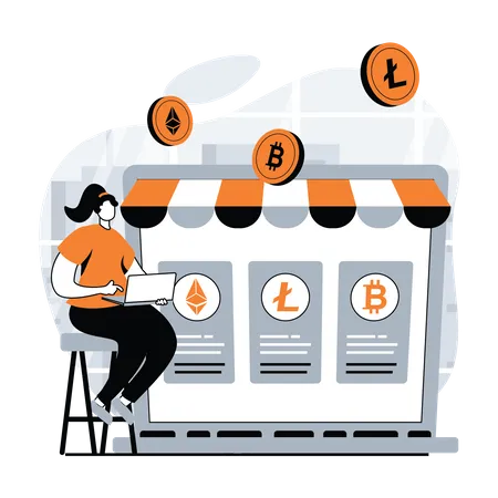 Crypto trading marketplace  Illustration