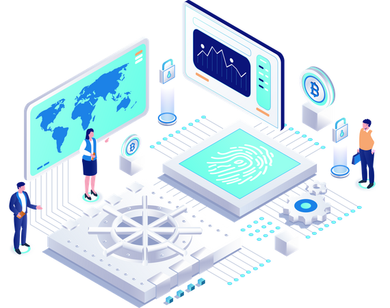 Cryptocurrencies Safe Lock  Illustration