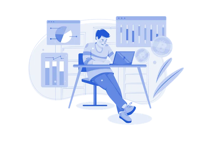 Cryptocurrency Analytic Illustration Concept On White Background Illustration