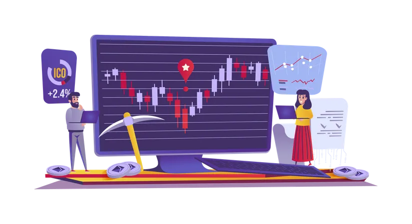 Cryptocurrency and finance Illustration