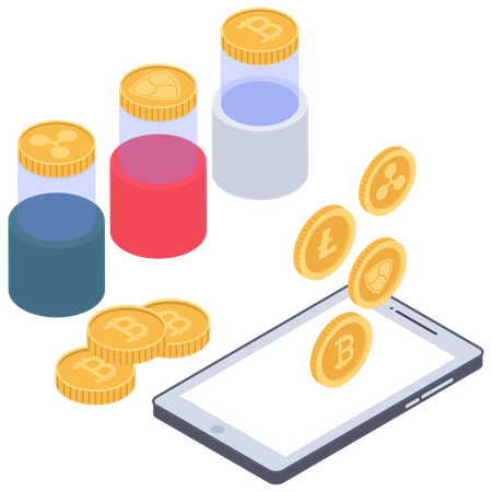 Cryptocurrency as Digital business  イラスト