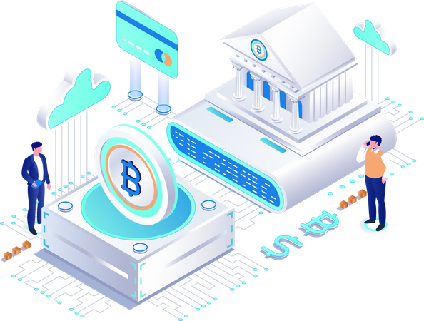 Cryptocurrency Bank Illustration