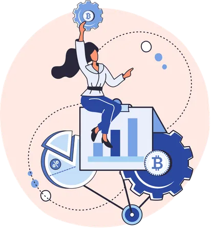 Cryptocurrency bitcoin mining analysis  Illustration