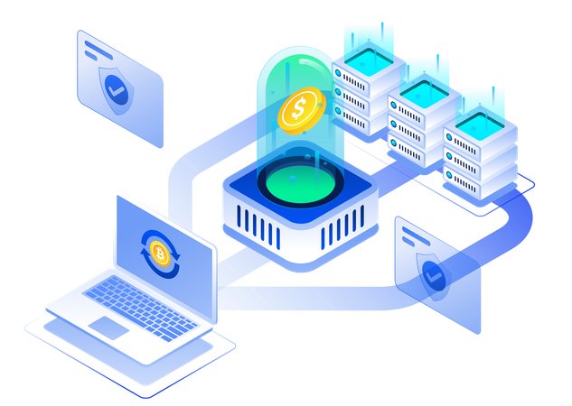 Cryptocurrency Blockchain System  Illustration