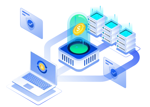 Cryptocurrency Blockchain System  Illustration