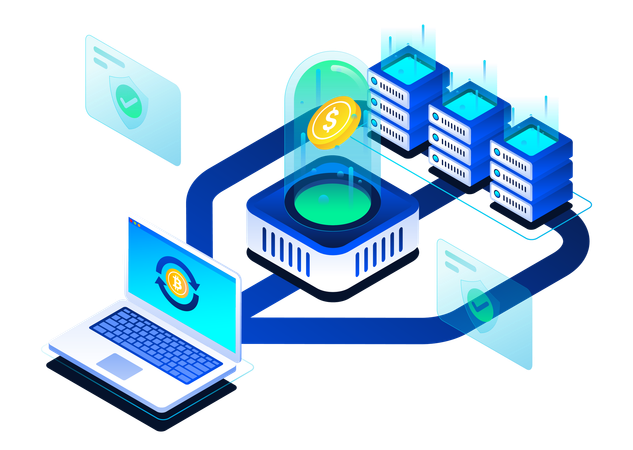 Cryptocurrency Blockchain System  Illustration