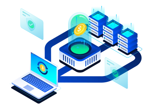 Cryptocurrency Blockchain System  Illustration