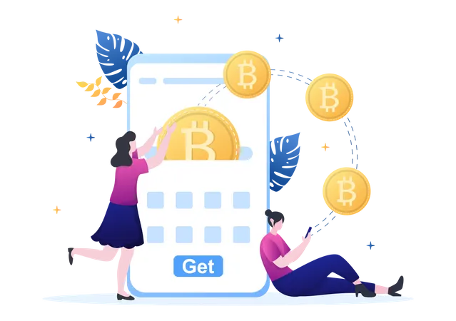 Cryptocurrency Blockchain Wallet Application  Illustration