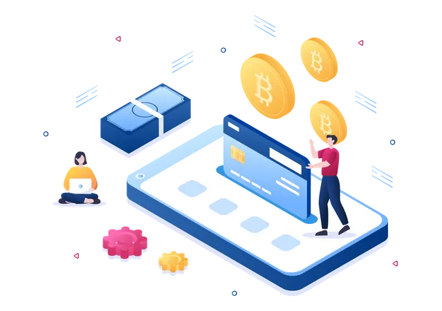 Cryptocurrency Blockchain Wallet Application  Illustration