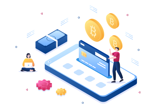 Cryptocurrency Blockchain Wallet Application  Illustration