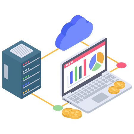 Cryptocurrency Cloud connection  イラスト