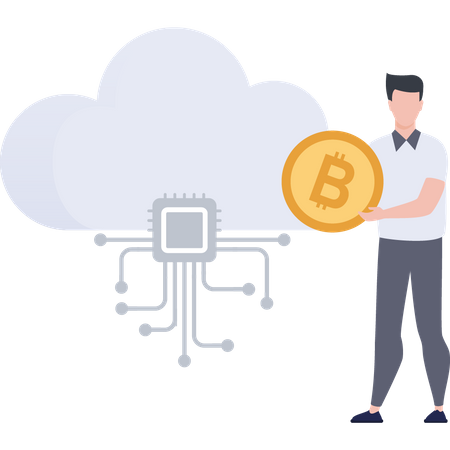 Cryptocurrency cloud mining Illustration