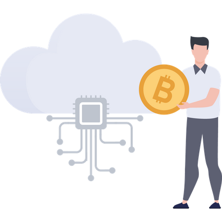 Cryptocurrency cloud mining  Illustration